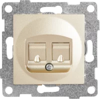 Розетка компьютерная встраиваемая Gusi Electric без заземления RJ45/RJ12 цвет шампань
