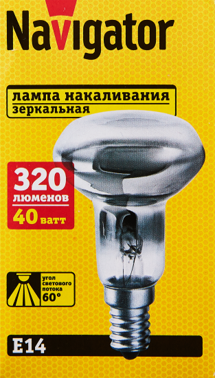 Лампа накаливания Navigator E14 230 В 40 Вт гриб 300 лм