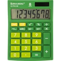 Настольный компактный калькулятор BRAUBERG ULTRA-08-GN