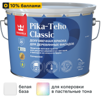 Краска фасадная Tikkurila Pika-Teho Classic моющаяся матовая цвет белый база A 9 л