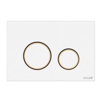 Клавиша смыва для инсталляций Cersanit Twins белая/золото (63535)