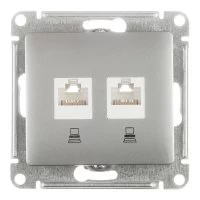 Розетка компьютерная Systeme Electric Glossa встраиваемая алюминий 2хRJ45 (GSL000385KK)