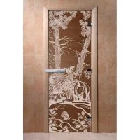 Дверь для бани DoorWood Мишка в лесу