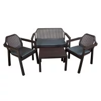 Набор садовой мебели пластиковый Adrianoplast Easy comfort темно-коричневый стол диван и 2 кресла (Р6037КОР)