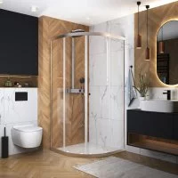 Душевой уголок Domani-Spa Delight 1/4 круга 90x90 см светло-серый профиль прозрачное стекло раздвижной