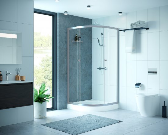 Душевой уголок Domani-Spa Delight 1/4 круга 90x90 см светло-серый профиль прозрачное стекло раздвижной