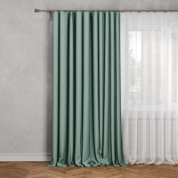 Штора на ленте для кухни Аликанте 160x260 см цвет зеленый