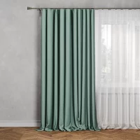 Штора на ленте для кухни Аликанте 160x260 см цвет зеленый