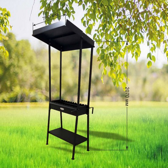 Мангал стационарный Firewood Columba с крышей 78х71х207 см