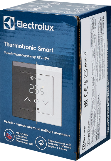 Терморегулятор для теплого пола Electrolux ETV-16 электронный программируемый цвет белый и черный