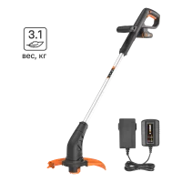 Триммер аккумуляторный Worx WP158E 20 В 1x2 Ач АКБ и ЗУ входит в комплект