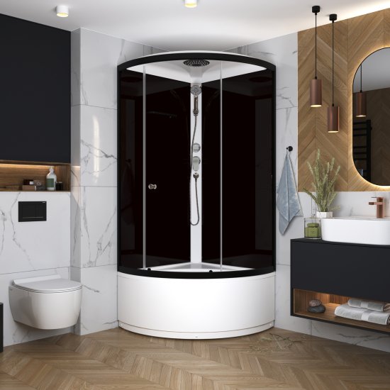 Душевая кабина Domani-Spa Simple высокий поддон 90x90 см цвет черный