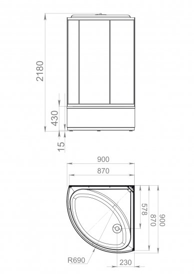 Душевая кабина Domani-Spa Simple высокий поддон 90x90 см цвет черный