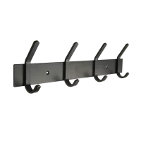 Вешалка настенная Leo 4 крючка 40.5x10.5 см цвет черный