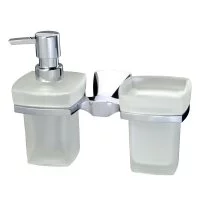 Дозатор для мыла WasserKraft Wern с держателем стекло матовый/металл хром (K-2589)