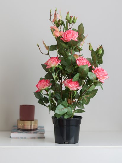 Искусственное растение в горшке роза Салем h50 см цвет розовый