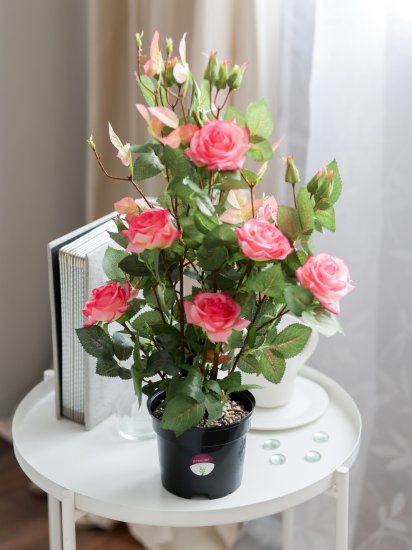 Искусственное растение в горшке роза Салем h50 см цвет розовый