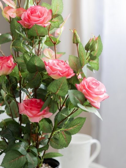 Искусственное растение в горшке роза Салем h50 см цвет розовый