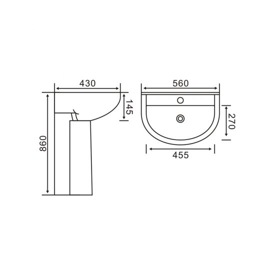 Комплект раковина с пьедесталом Lavelly Sitis 56 см белая (1020759)