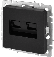Компьютерная розетка двойная встраиваемая IEK Brite РК10-2-БрЧ RJ45 UTP cat 5e цвет черный