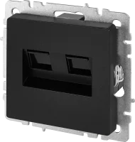 Компьютерная розетка двойная встраиваемая IEK Brite РК10-2-БрЧ RJ45 UTP cat 5e цвет черный