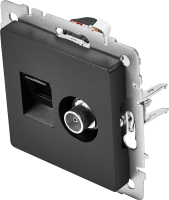 Розетка TV двойная встраиваемая IEK Brite РТВ/РК12-БрЧ RJ45 UTP cat 5e цвет черный
