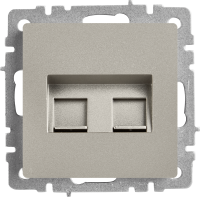 Компьютерная розетка двойная встраиваемая IEK Brite РК10-2-БрС RJ45 UTP cat 5e цвет сталь