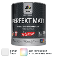 Краска для стен и потолков Dufa Perfekt Matt матовая цвет белый база Б1 0.9 л