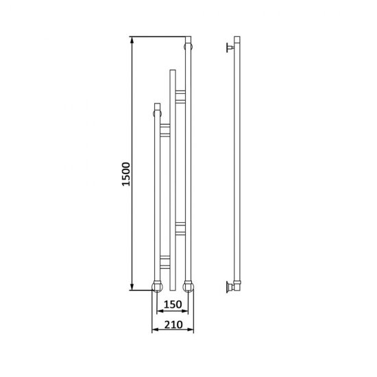 Полотенцесушитель водяной Nika Арт-2 1500х150 мм хром