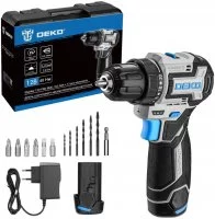 Дрель-шуруповерт аккумуляторная бесщеточная Deko SHARKER12VPRO, 12 В Li-ion 2x2 Ач