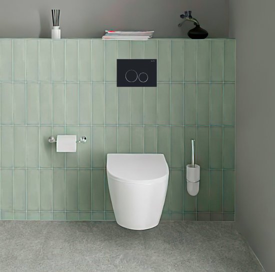 Комплект инсталляция с унитазом Aquatek Оберон безободковый с микролифтом с клавишей цвет черный