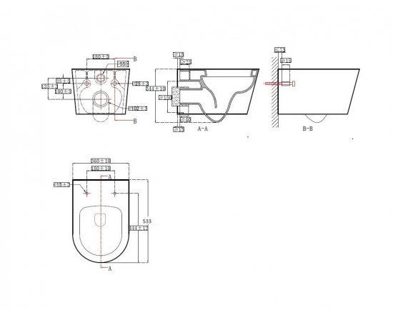 Комплект инсталляция с унитазом Aquatek Оберон безободковый с микролифтом с клавишей цвет черный