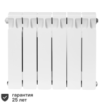 Радиатор секционный Rifar Monolit 350/100 биметалл 6 секций нижнее левое подключение цвет белый