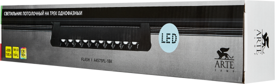 Трековый светильник линейный светодиодный Arte Lamp Flash 18 Вт однофазный 6 м² цвет черный