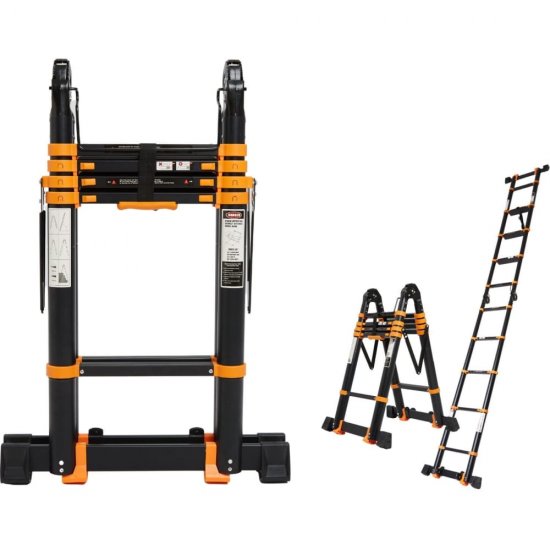 Телескопическая лестница-стремянка WORKY black max 2,9м/5,8м 14 ступеней