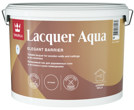 Лак интерьерный Tikkurila Lacquer Aqua База EP бесцветный матовый 9 л