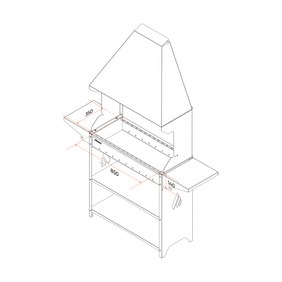 Мангал PSZ3000 159x42x208см