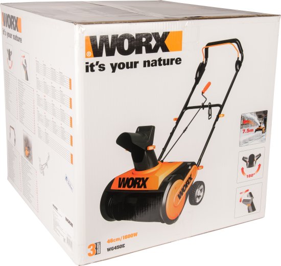 Снегоуборщик электрический WORX WG450E 46 см 1600 Вт