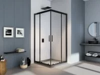Душевой уголок Makiato CR-100-C-B, квадратный 100x100 см черный профиль прозрачное стекло раздвижной