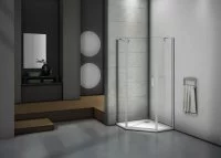 Душевой уголок Makiato PNT-100-C-WE, пентагональный 100x100 см хромированный профиль прозрачное стекло распашной