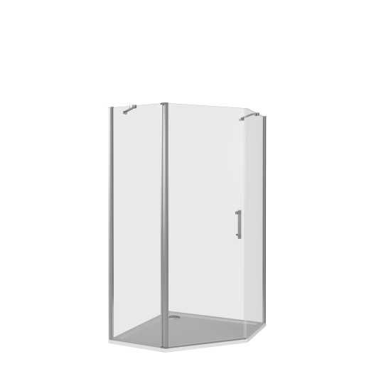 Душевой уголок Makiato PNT-100-C-WE, пентагональный 100x100 см хромированный профиль прозрачное стекло распашной