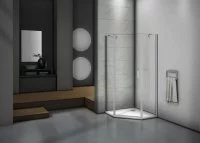 Душевой уголок Makiato PNT-90-C-WE, пентагональный 90x90 см хромированный профиль прозрачное стекло распашной
