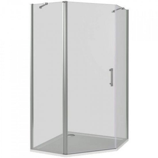 Душевой уголок Makiato PNT-90-C-WE, пентагональный 90x90 см хромированный профиль прозрачное стекло распашной