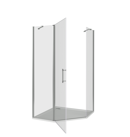 Душевой уголок Makiato PNT-90-C-WE, пентагональный 90x90 см хромированный профиль прозрачное стекло распашной