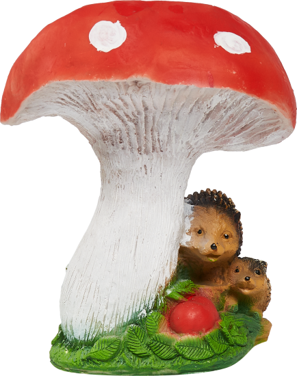Фигура садовая Гриб с двумя ежами искусственный камень 30x27x26 см