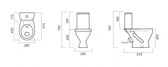 Унитаз-компакт Sanita Тоби косой выпуск с полкой