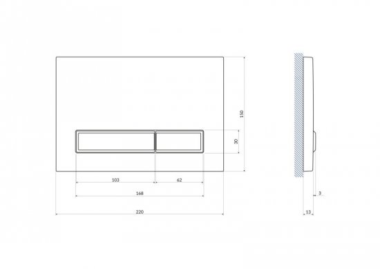 Комплект инсталляция с унитазом Cersanit Carina 68173, безободковый с микролифтом, клавиша XL цвет черный матовый