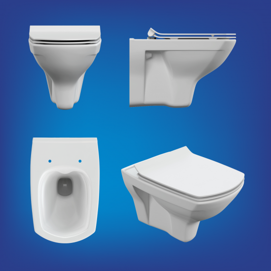 Комплект инсталляция с унитазом Cersanit Carina 68173, безободковый с микролифтом, клавиша XL цвет черный матовый