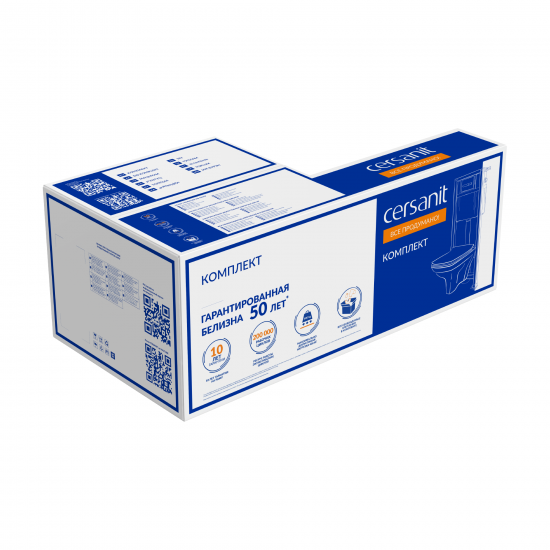 Комплект инсталляция с унитазом Cersanit Carina 68173, безободковый с микролифтом, клавиша XL цвет черный матовый