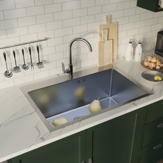 Мойка для кухни Mixline Pro 65х45х22 см врезная с сифоном сталь нано соты сатин (552936)